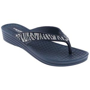 Navy Zebra Wedge Flip-Flop Women 8